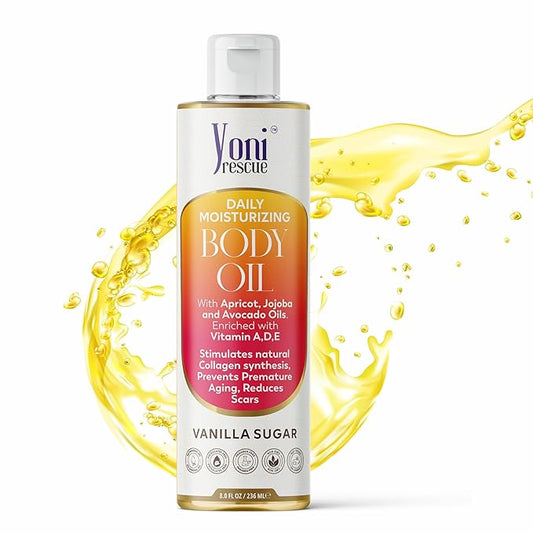 Daily Skin Moisturizing Body Oil with Apricot, Jojoba, Avocado & Vitamin E Oil | Hydrating & Nourishing for all Skin types | After Shower oil 8oz Vanilla Sugar Scented