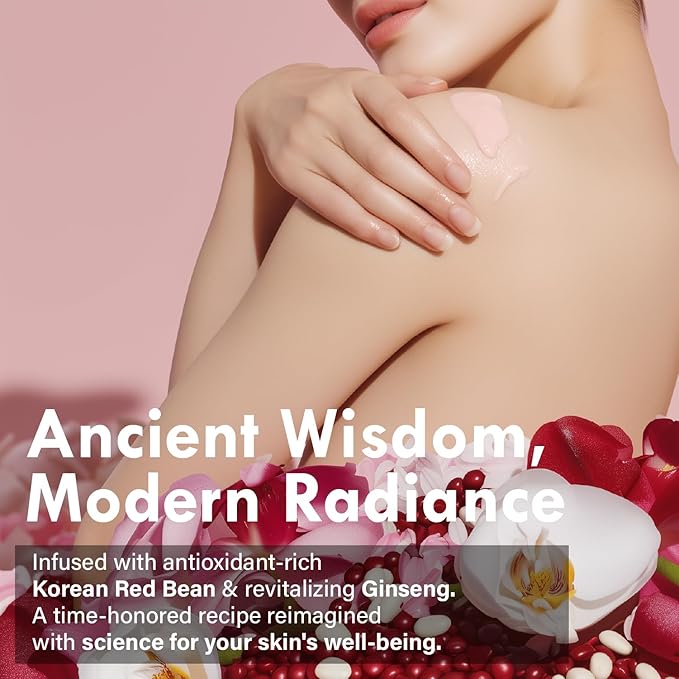 Red Bean Body Lotion - Korean 24hr Hydrating & Smoothing Body Lotion - Improves Appearance of Texture - Sensitive Skin Tested - Peptides & HA - 8.45 fl oz