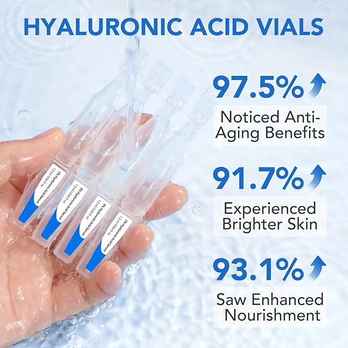 3% Hyaluronic Acid Serum,Hyaluronic Acid for Face, Ultra-Hydrating Vials,Moisturizing,Plumping Skin & Smoothing the Look of Fine Lines,Anti-Aging Serum for Face,Dry&Sensitive Skin(1.2 ml)*30