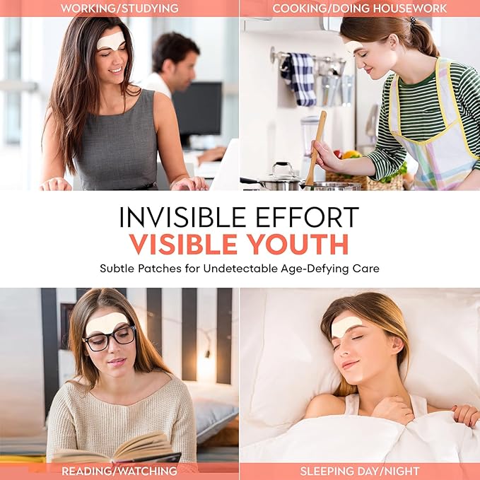 Forehead Wrinkle Patches for Anti-wrinkles: Overnight Face Wrinkles Patches to Lift Smile Lines for Women (12PICS, Rose Gold)