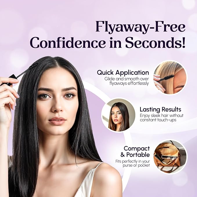 Herbishh Just Curls Flyaway Hair Stick, Quick Hair Finishing Stick for Flyaways, Frizz Control, & Slick Back Look, Non-Greasy Smoothing Serum & Frizz Tamer Wand for Hairline & Nape Areas 0.34 fl.oz