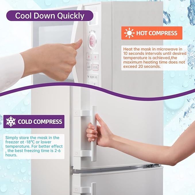 2 PCS Ice Eye Mask Reusable Hot Cold Therapy Gel Bead Eye Mask for Puffiness/Dark Circles/Eye Bags/Dry Eyes/Headaches/Migraines/Stress Relief,Cooling Eye Mask,Ice Pack for Eyes (Purple)