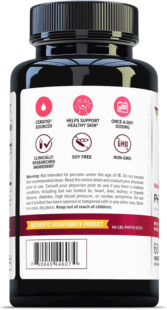 Hydrating Anti Aging Phytoceramides Supplement - Clinically Proven Ceratiq Ceramides with Hyaluronic Acid 700mg - Skin Barrier Repair Itchy Dry Skin Supplement for Women