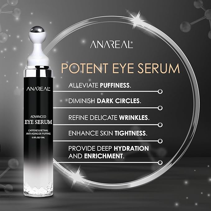 Eye Bags Treatment for Men: Eye Cream for Dark Circles, Caffeine Eye Cream, Eye Roller for Puffy Eyes, Puffy Eyes Treatment