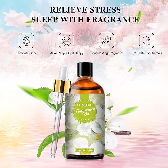 3.38FL.OZ White Musk Fragrance Oils for Aromatherapy, Essential Oils for Diffusers for Home, Perfect for Diffuser, DIY Candle and Soap Making, DIY Scented Products - 100ml