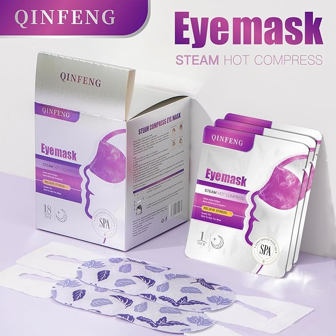 18 Packs Steam Eye Mask for Dry Eyes Self Heating Masks Cornea Care Rest Disposable SPA Warm Eye Compress Sleep Mask 30+ Minutes of Warmth for Reduce Eye Fatigue Travel Essentials (Unscented)