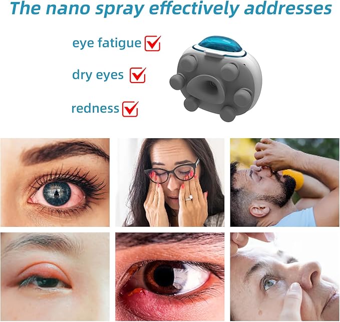 Handheld Nano Spray Eye Massager Portable Hydrating Eye Spray Massager for Dry Eyes Puffiness & Dark Circles Relief Easy to Use at Home in Office or Travel