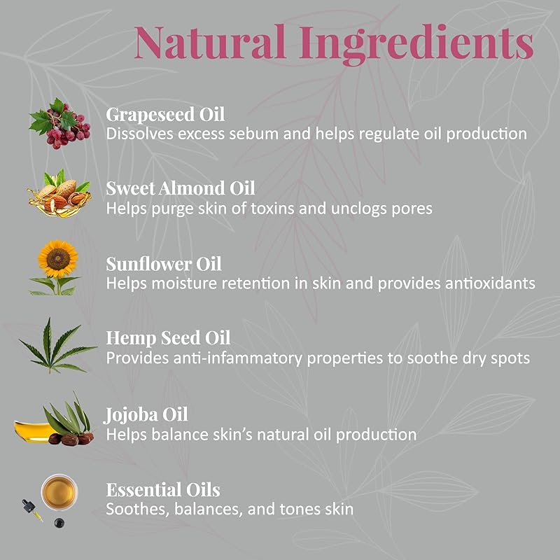 J&L Naturals | Facial Oil for Oily, Sensitive, Dry, Combination, Mature, & Dull Skin Types | With Jojoba Oil, Grapeseed Oil, Sunflower Oil, & More (1 Fl Oz (Pack of 1), Balance (oily, combination))