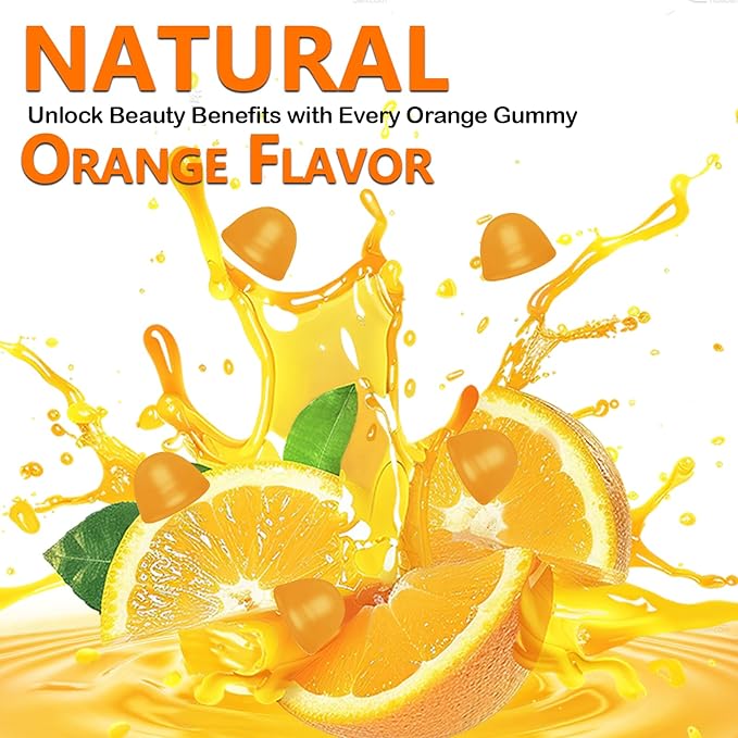 Vegan Biotin-Gummies for Hair, Skin & Nails, 2500 mcg Biotin with Vitamins C & E, for Women, Men & Kids, Gluten Free, Orange Flavor, 60 Gummies