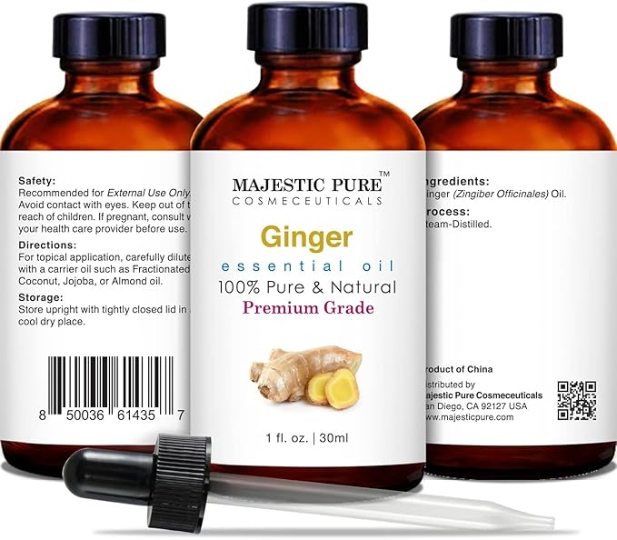 MAJESTIC PURE Ginger Essential Oil | 100% Pure and Natural Ginger Oil | Premium Grade Essential Oils for Hair Care, Home Diffusers, Skin, Aromatherapy, Massage and Humidifiers | 1 Fl Oz