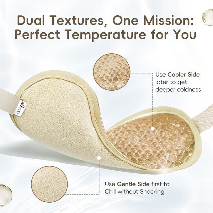 NEWGO Cooling Eye Mask for Puffy Eyes, Cold Eye Mask Eye Ice Pack for After Eyes Surgery, Tension Stress Relief, Itchy Eyes, Headaches, Dark Circles - Champane