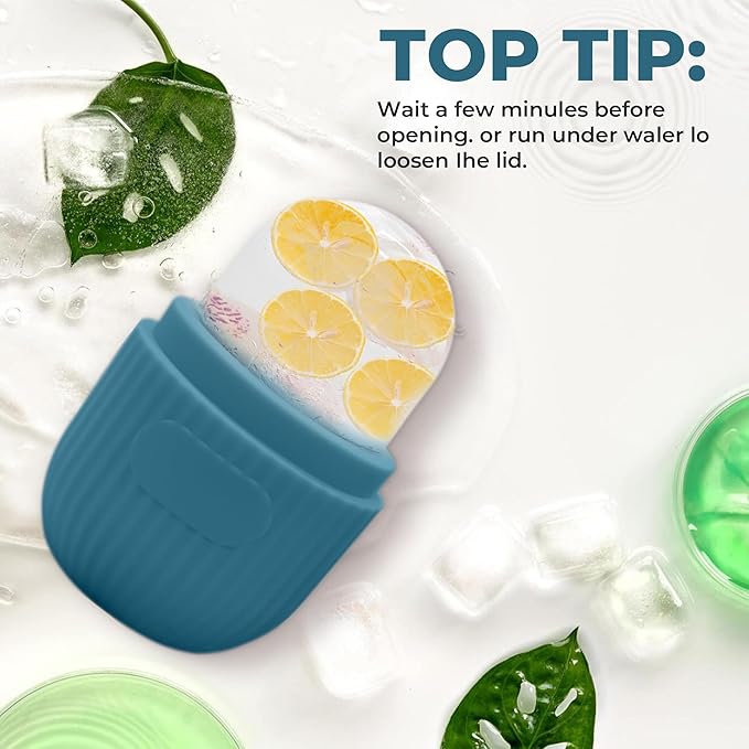 Luxury Cooling Ice Face Roller - Silicone Ice Mold for Face, Eyes, and Neck (Blue)