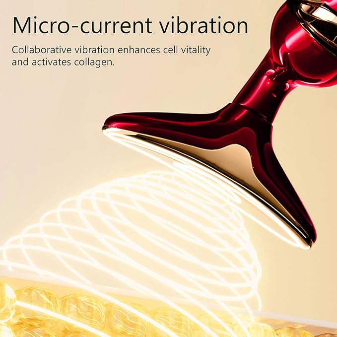 MMRH Firming Wrinkle Beauty Devicer for Facial/Neck/Eye, Multifunctional Vibration Massage Instrument, 3-in-1 Facial Skincare Instrument for Skin Care for Improve,Smooth and Tightening Skin (red)