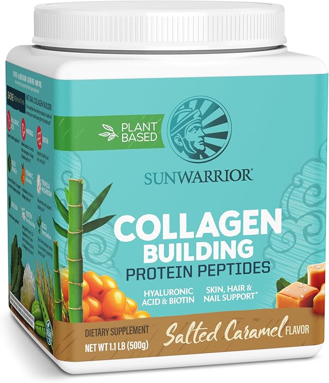Vegan Collagen Protein Powder for Women | Plant Based Collagen Powder with Vegan Hair Skin and Nails Vitamins | Non-GMO No Added Sugar Soy Dairy & Gluten Free (Salted Caramel, 20 Servings)