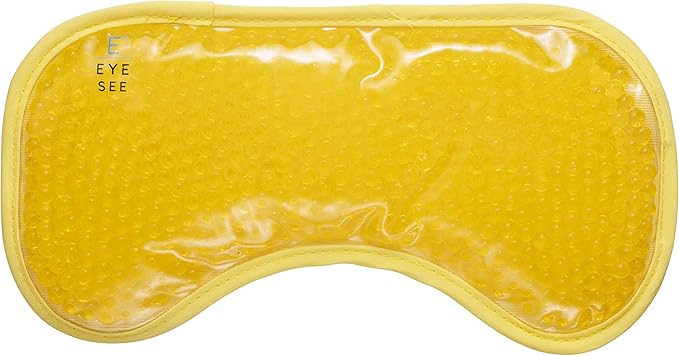 Eye See Plush Gel Eye Mask for Puffy Eyes, Yellow - Cold Eye mask to Treat Dark Circles, Sinuses, Dry Eyes, and for Allergy Relief - Microwave Safe for Heat Therapy