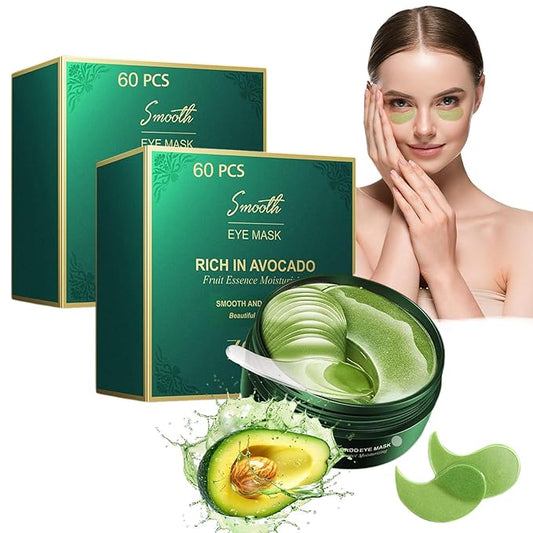 Nourishing Avocado Eye Patches 2-Pack 120 PCS, Collagen Eye Mask for Anti-oxidation and Hydration, Under Eye Patches Suitable for Both Men and Women