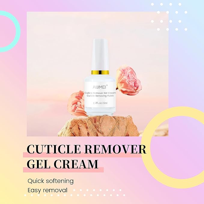 AIJIMEI 4in1 Professional Nail Kit Cuticle Remover Gel Cream Calcium Primer for Strengthening Nails Care with Nail Hardener Nail Strengthener and Cuticle Oil