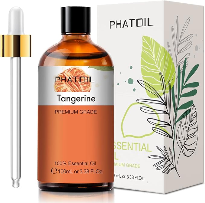 3.38FL.OZ Tangerine Essential Oil, for Aromatherapy Diffusers, Humidifiers, Great for DIY Candle and Soap Making, Huge 100ML Bottle