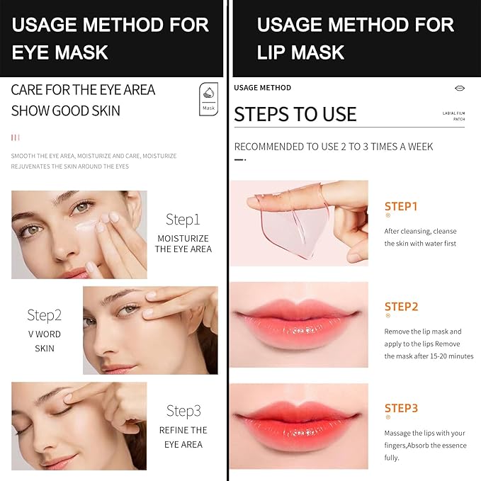 MEICOLY 30 Pads Lip and Eye Mask Sheet,Moisturizing Seaweed Eye Mask Crystal Anti-Aging Eye Patches Strawberry Lip Mask,Dark Circle Remover with Box,Lip and Eye Mask Set