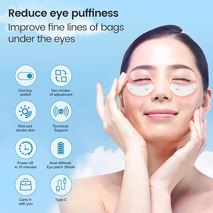 Under eye red light therapy for revitaeyes, eye pods reducing eye bags and dark circles portable under-eye patches