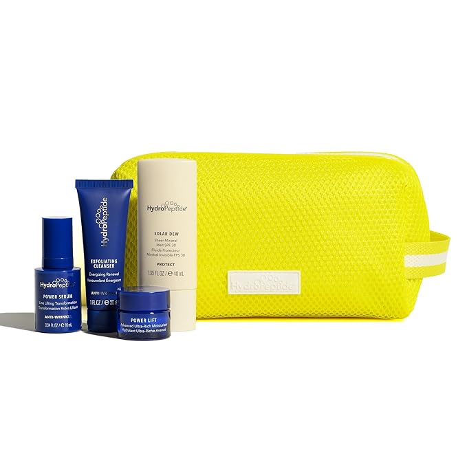 HydroPeptide Summer Skin on-the-Go Regenerative Routine & Travel Size Kit: Power Lift, Power Serum, Exfoliating Cleanser & Solar Dew Mineral Melt SPF30