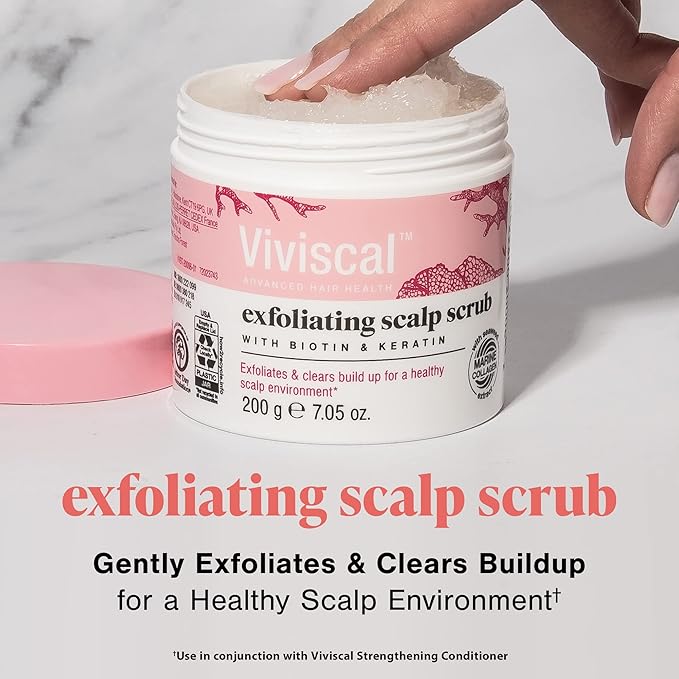 Viviscal Exfoliating Scalp Scrub, Clarifying Scrub with Biotin & Keratin, Promote Fuller & Healthier Hair Growth, Gentle Exfoliating Scalp Treatment, 200g (7.05 oz.)