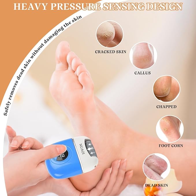 Electric Callus Remover Foot File - Rechargeable Callus Remover Pedicure Tools for Feet Foot Scrubber File Foot Care Grinder with 3 Grinding Heads 2 Speeds for Men Women Dry Callus Dead Skin (Blue)