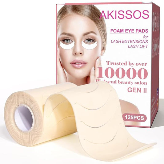 Foam Eye Pads for Eyelash Extensions | Akissos Lash Extension Pads | 125PCS Indivially Thick Soft & Anti-Slip Tools for Perfect Lash Lifts | Professional Eyelash Supplies for Salon or Daily Use