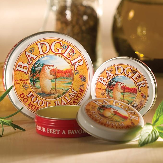 Badger Foot Balm, 100% Organic Foot Cream for Dry Cracked Heels and Feet, Fast Acting Foot Care for Women & Men, All-Natural Cracked Heel Treatment, 2 oz Tin, 2-Pack