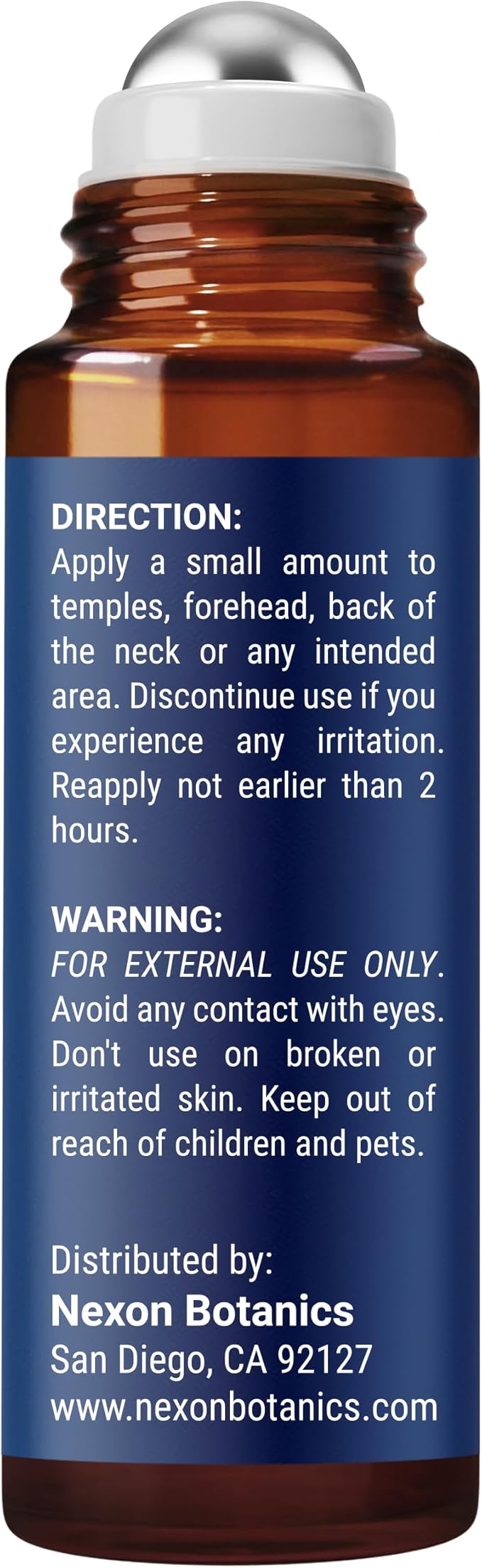 Stress Relief Essential Oil Roll-On Blend 10 ml - Natural Stress Relief with Lavender, Geranium & Frankincense Oils Roller - Pure & Calming Aromatherapy - Nexon Botanics