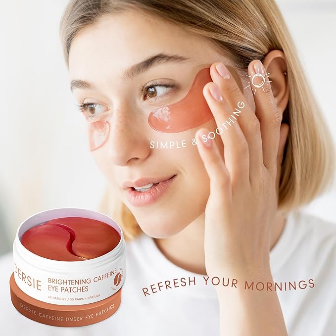 Dersie Eye Patches for Puffy Eyes and Dark Circles: Reduce Puffiness and Dark Circles - Brightening Caffeine Eye Patches with Hyaluronic Acid - Awakening and Hydrating (30 Pairs)