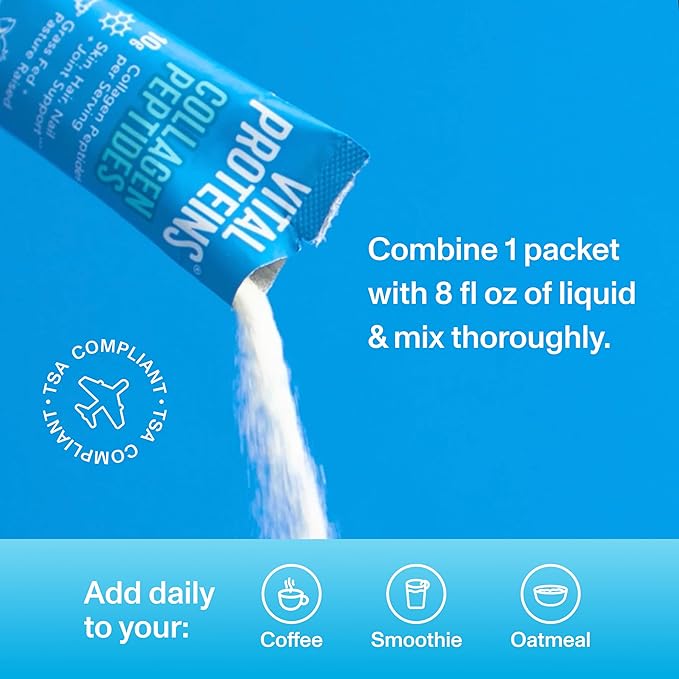 Vital Proteins Collagen Peptides Powder Supplement, Hydrolyzed Collagen Peptides Travel Pack, 20 Individual Packets