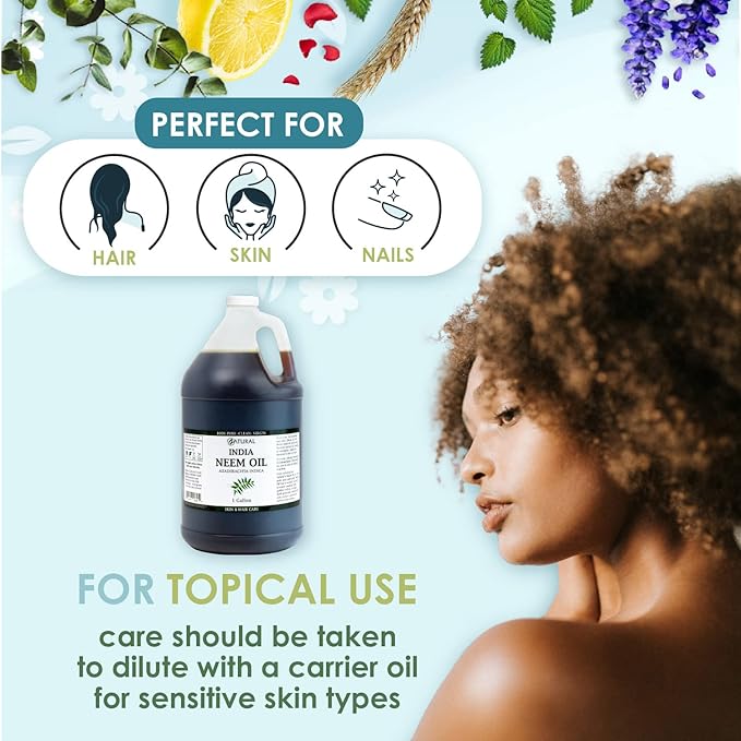 Zatural 100% Pure Neem Oil - Undiluted Cold-Pressed, Uses for Hair, Skin, and Nails, 128 oz