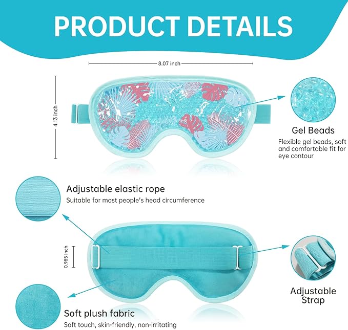 Cooling Eye Mask Cold Eye Compress Mask for Puffy Eyes, Reusable Eye Ice Pack Gel Ice Eye Mask for Tired Eyes, Eyes Surgery, Migraines, Stress Relief, Itchy Eyes, Skin Care, Eye Spa 2PCS