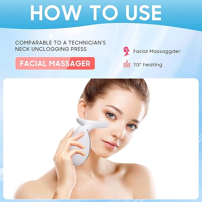 7-Color Light Facial Massager & Neck Contouring Device - Beauty Slimming Tool with Heat Therapy