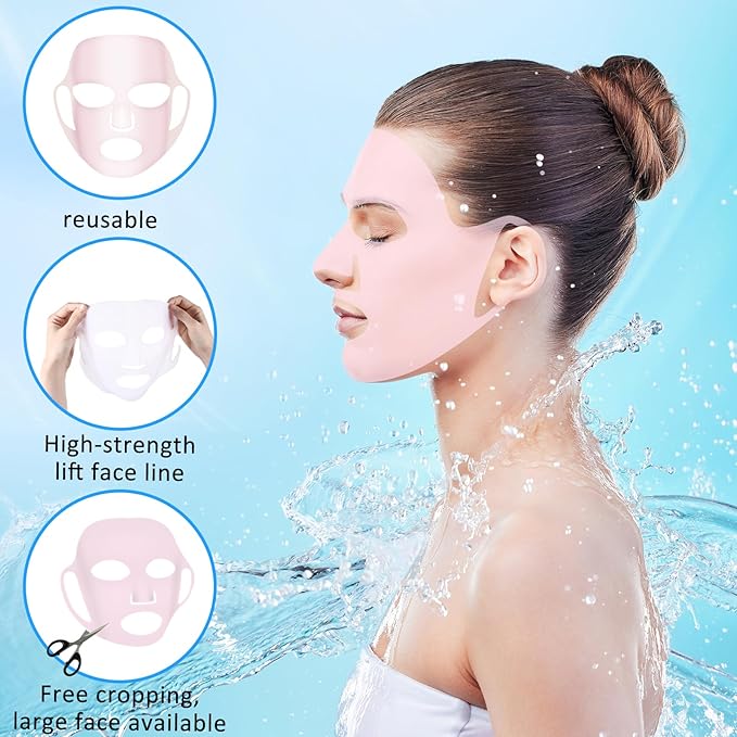 6 Pcs Reusable Face Mask Cover Silicone Skin Mask Set Moisturizing 3D Face Wrap Prevent Evaporation Masks Hot Cold Ice Mask Rubber Face Mask Spa Tool for Sheet Women Skincare Beauty