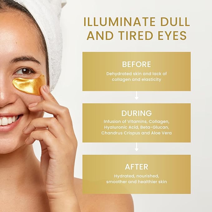 16 Pairs Gold Under Eye Patches with 2 pieces of Lip Mask | Under Eye Mask Dark Circles and Puffiness | Wrinkles Patches with Hydrogel | Collagen Eye Pad