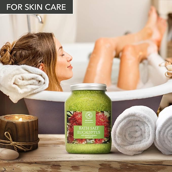 Sea Salt Eucalyptus with Natural Eucalyptus Essential Oil 46 Oz - Eucaliptus Bath Salts - Best for Good Sleep - Stress Relief - Beauty - Relaxing - Bathing - Body Care