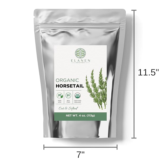 Organic Horsetail Herb 4 oz. (113g), USDA Certified Organic Cola de Caballo Hierba, Horse Tail Plant Tea, Shave Grass Loose Leaf for Hair Growth, Cut & Sifted