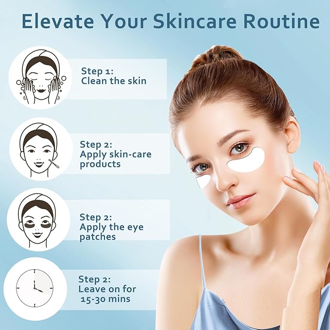 Reusable Eye Patches, 3 Pairs Eye Patches, Rreusable Under Eye Patches with Lifting Effect to Reduce Wrinkles and Fine Lines, Silicone Patches with Metal Eye Cream Applicator,Tin Case