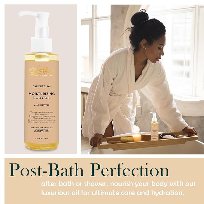 100% Pure Natural Hydrating Body Oil After Shower With Vitamin E, Coconut, Jojoba, Olive, Almond - Moisturizing Oil For Dry Skin, Non-Greasy Body Oils For Women & Men - Unscented 5.07 fl oz