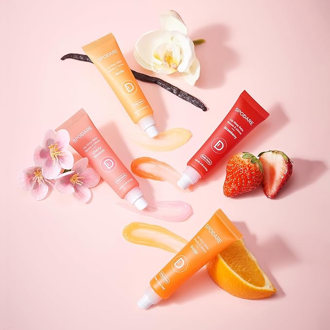 Lip Butter Balm Orange, Lip Staff enriched with Citrus Aurantium Dulcis Fruit Extract& Hyaluronic Acid Complex, Softening, Gloss Finish - Light weight for daily lip product