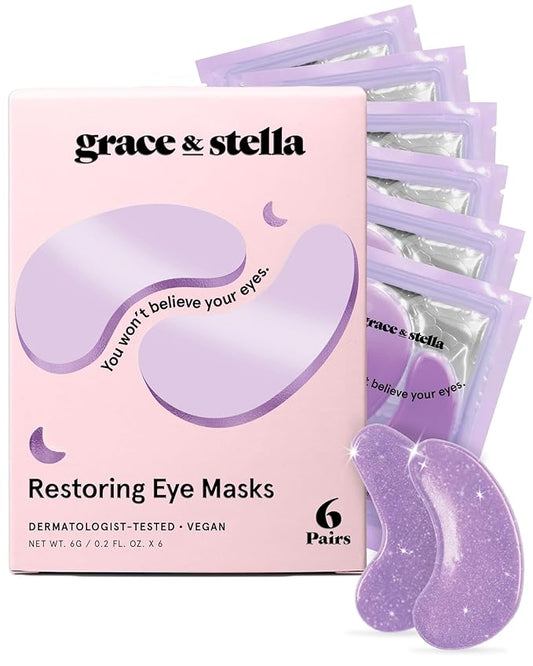 grace & stella Under Eye Patches for Puffy Eyes and Dark Circles (Retinol, 6 Pairs) Restoring Gel Under Eye Masks with Hyaluronic Acid - Vegan Cruelty-Free Skincare Birthday Gifts for Women