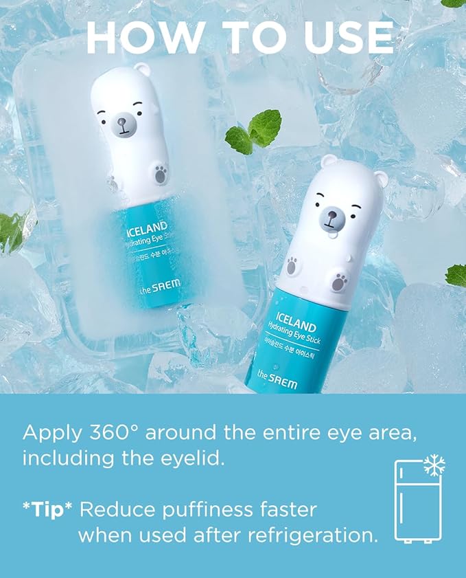 The SAEM Iceland Hydrating Eye Stick 0.24oz - Cooling Eye Balm for Dark Circles and Puffiness – Under Eye Treatment - Reduce Wrinkles and Moisturizing - Minimize Dark & Puffy Eyes - Aqua Scent