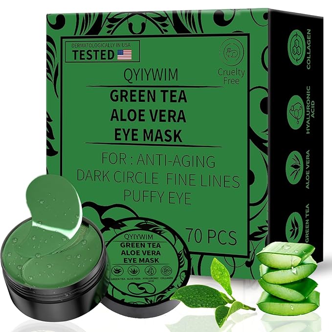 Under Eye Patches 70PCS, Green Tea Eye Patches for Puffy Eyes Treatment, Under Eye Masks for Dark Circles and Puffiness, Non-Irritating Eye Mask Skincare, Eye Gel Pads, Eyes Bags Treatment