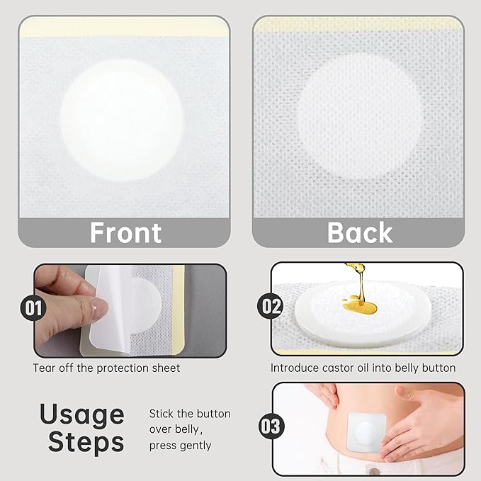 16 Pcs Disposable Castor Oil Patches for Belly Button,White Castor Oil Pack Belly Wrap Cover