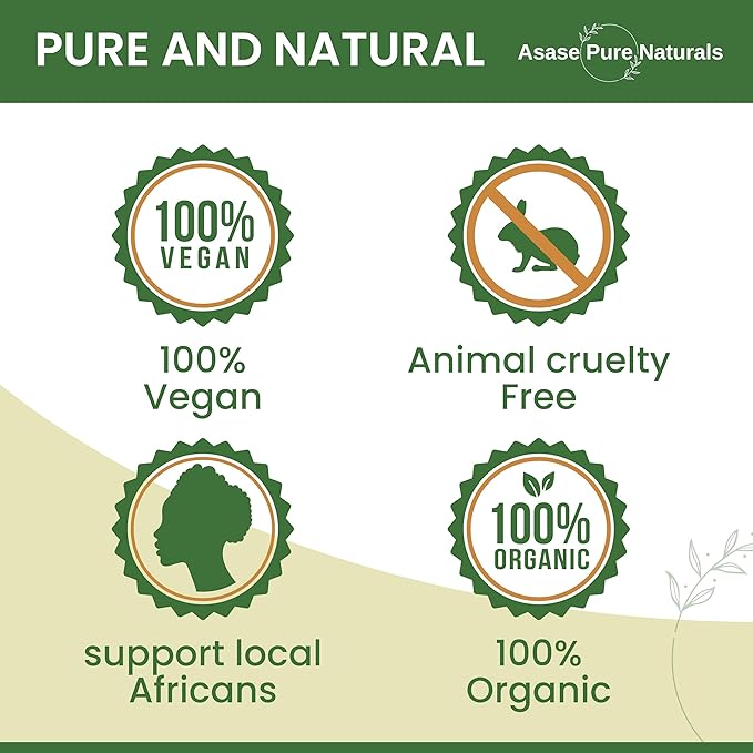 Asase Pure Naturals, Shea butter, 1 lbs, Raw, Unrefined, Grade A, Hand made, Ivory, Ghana Africa, Great for Hair, Skin, Nourish and moisturize, Body butter