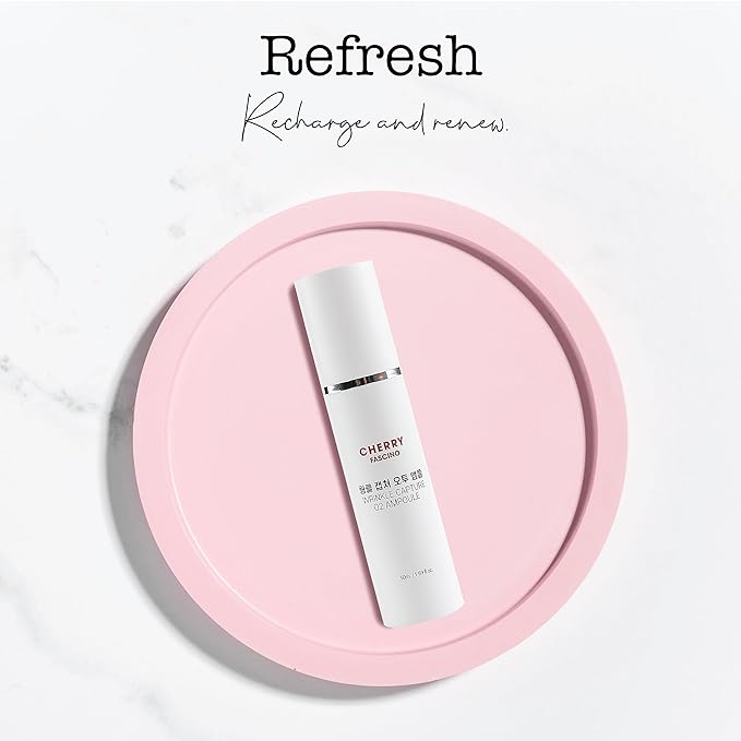 Cherry Fascino Wrinkle Capture O2 Ampoule - 1.7 oz. Anti-Aging Moisturizing Skin Care with Hyaluronic Acid and Ceramides for Dry, Dull Skin - Korean Skin Care Products for Daily Use