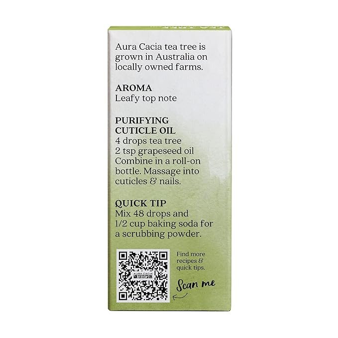 Aura Cacia 100% Pure Tea Tree Essential Oil, 100% Pure Therapeutic Grade, 15 ml in Box, Melaleuca alternifolia