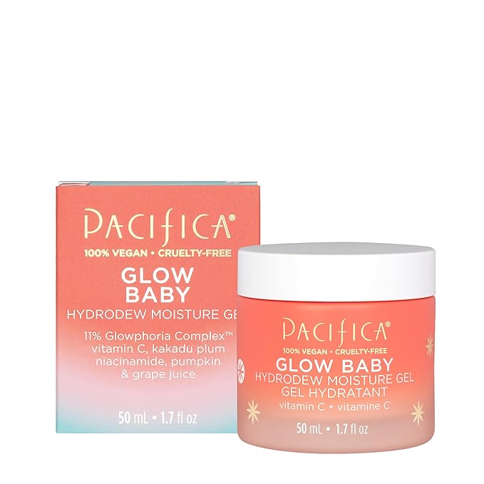 Pacifica Glow Baby Hydrodew Gel Moisturizer – Vitamin C & Niacinamide Dewy Face Gel for Glowing Skin, Lightweight Oil-Free Daily Moisturizer for Brightening & Hydration, Vegan & Clean Beauty Formula
